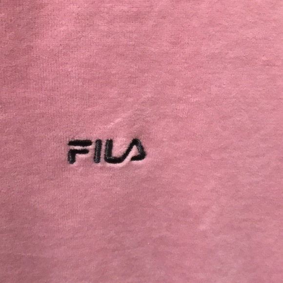 FILA Pink Velour Zip-Up Hooded Jacket - Picture 5 of 9